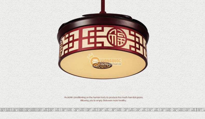 Đèn chùm quạt trần hoạt tiết truyền thống nhật bản CM134-5.2